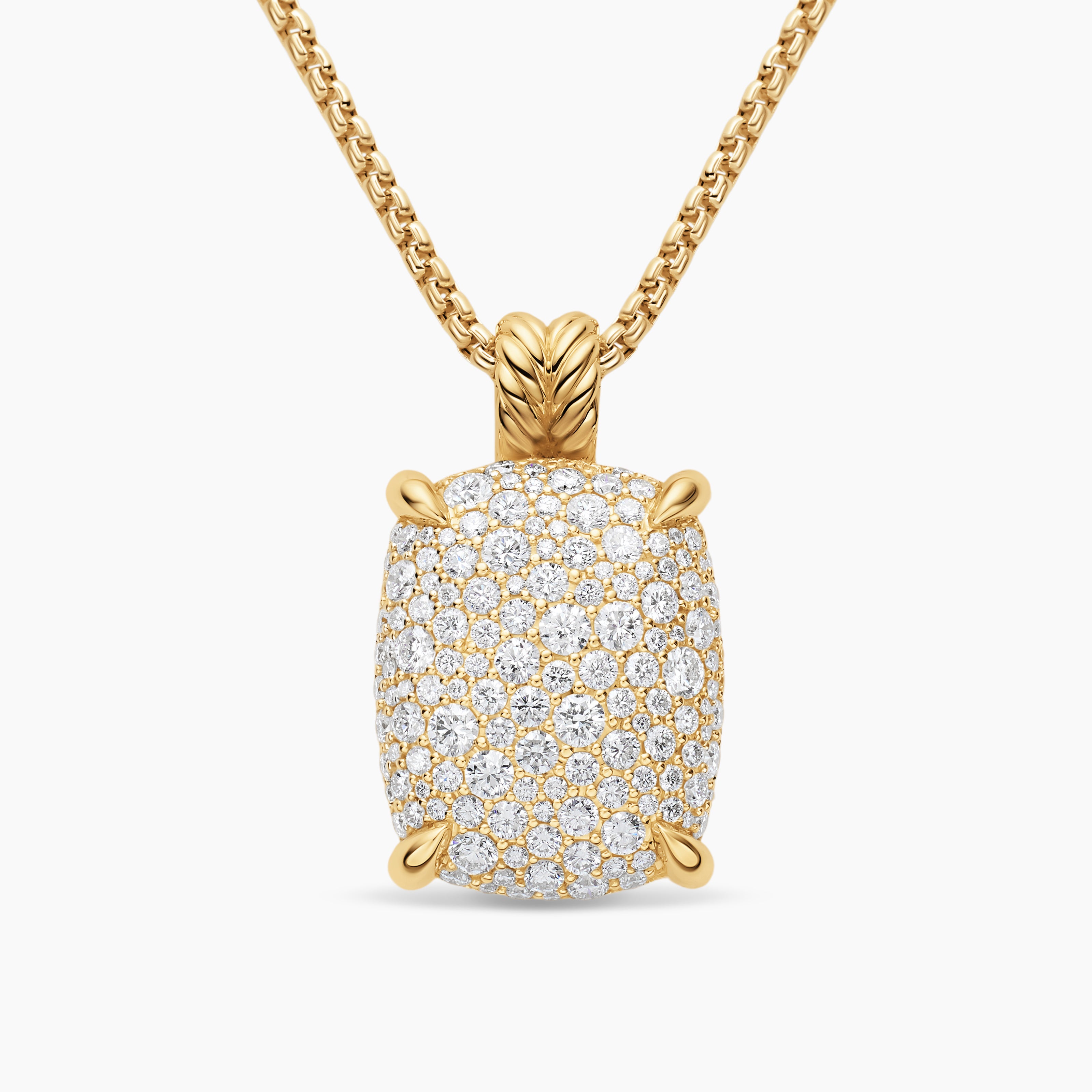 Womens Chatelaine&reg; Elongated Pendant Necklace in 18K Yellow Gold with Diamonds, 19mm