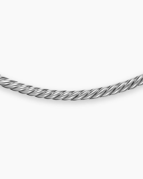Womens Sculpted Cable Flex Necklace in Sterling Silver, 3.5mm