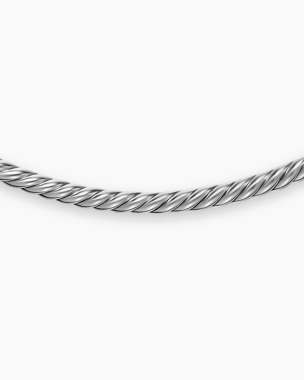 Womens Sculpted Cable Flex Necklace in Sterling Silver, 3.5mm