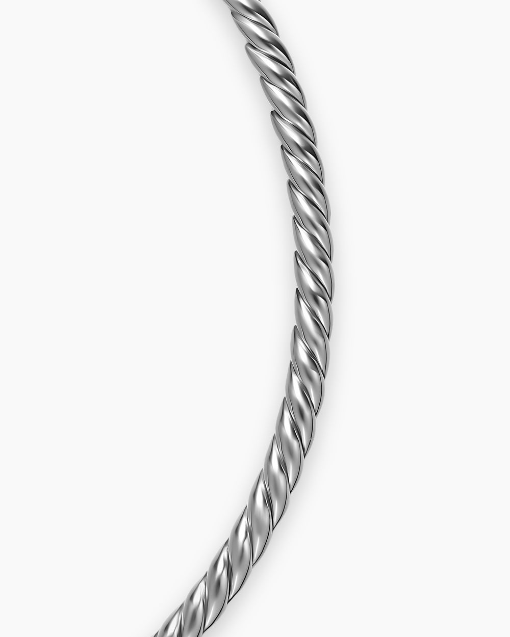 Womens Sculpted Cable Flex Necklace in Sterling Silver, 3.5mm