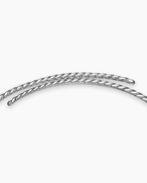 Womens Sculpted Cable Flex Necklace in Sterling Silver, 3.5mm