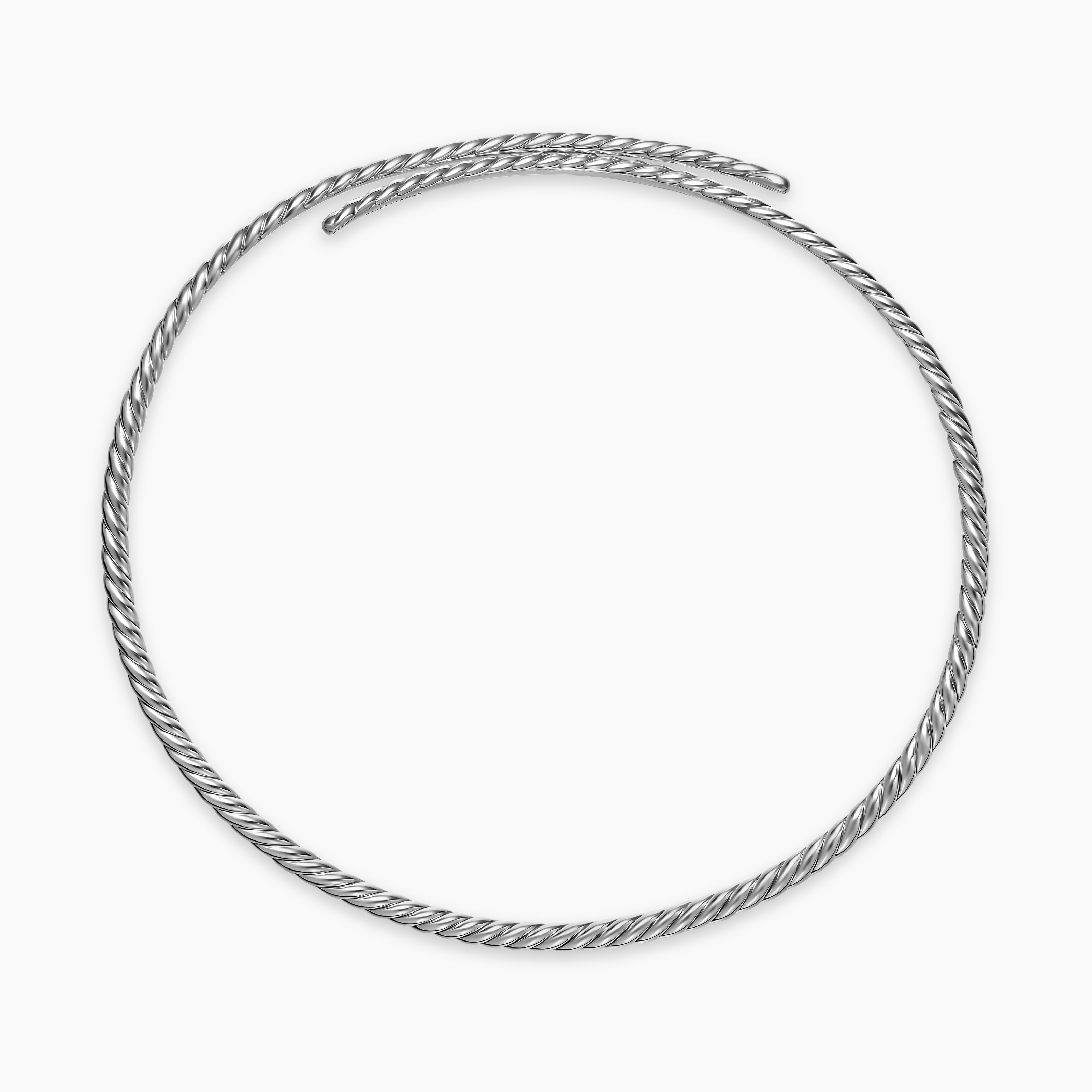 Womens Sculpted Cable Flex Necklace in Sterling Silver, 3.5mm