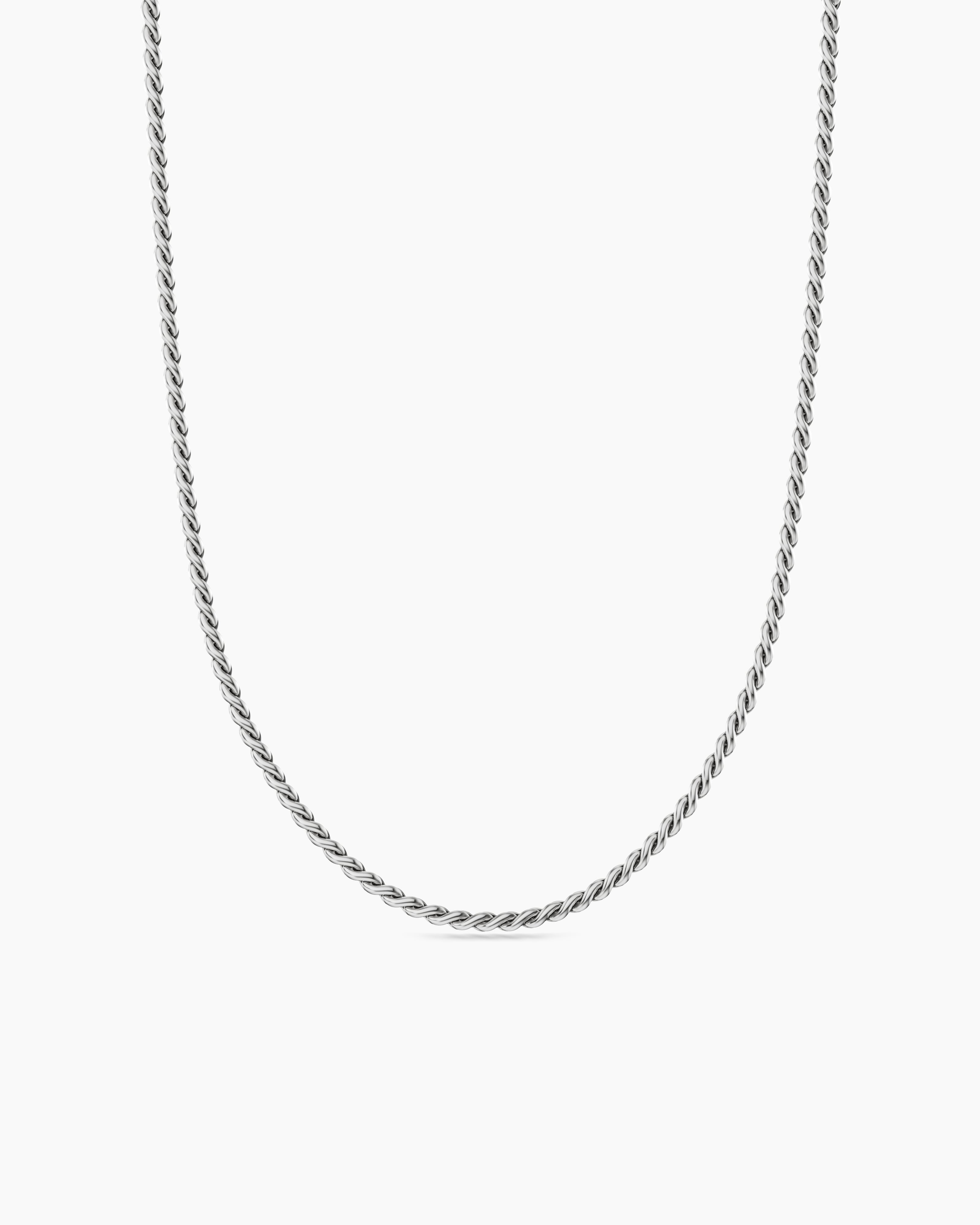 Mens Sculpted Cable Chain Necklace in Sterling Silver, 2.7mm