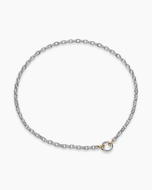 Womens DY Mercer Petite Chain Necklace in Sterling Silver with 18K Yellow Gold, 4.5mm