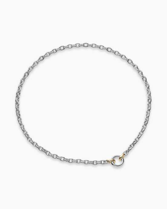 DY Mercer® Petite Chain Necklace in Sterling Silver with 18K Yellow Gold, 4.5mm