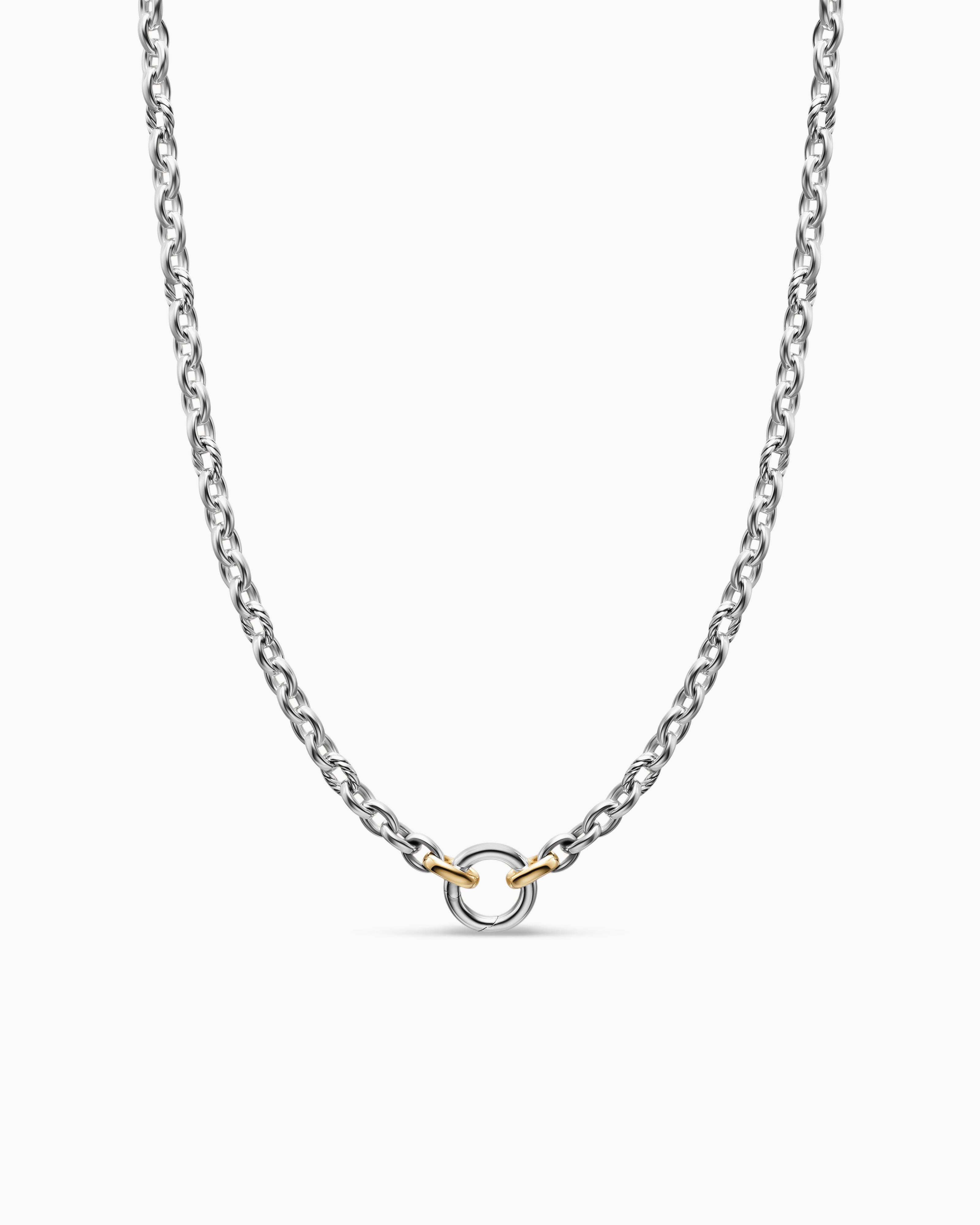Womens DY Mercer Petite Chain Necklace in Sterling Silver with 18K Yellow Gold, 4.5mm