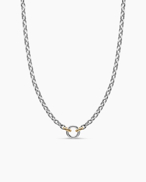 Womens DY Mercer Petite Chain Necklace in Sterling Silver with 18K Yellow Gold, 4.5mm