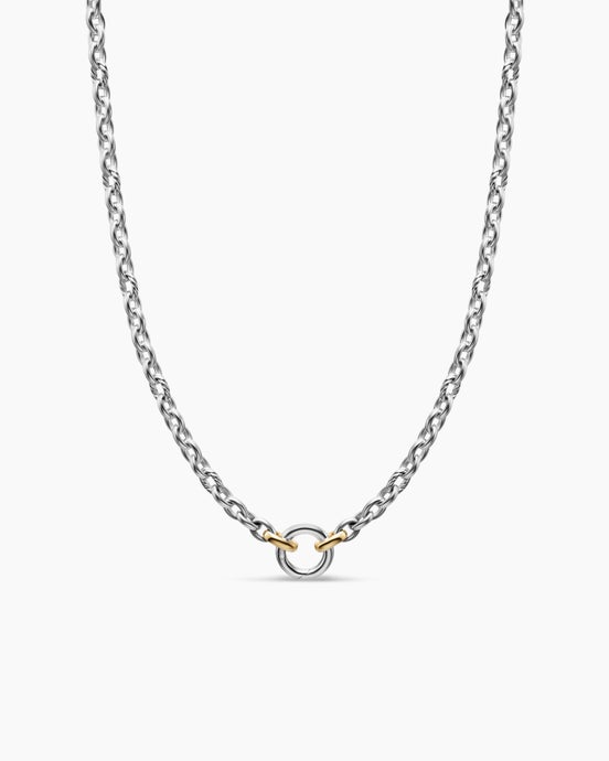 DY Mercer® Petite Chain Necklace in Sterling Silver with 18ct Yellow Gold, 4.5mm