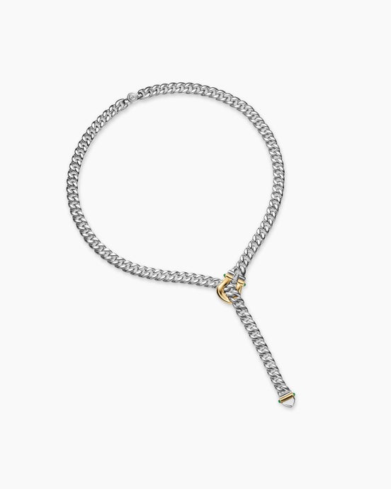 Collier Buckle lariat Thoroughbred™ en argent massif avec or jaune 14 carats, onyx vert et diamants, 8,5 mm