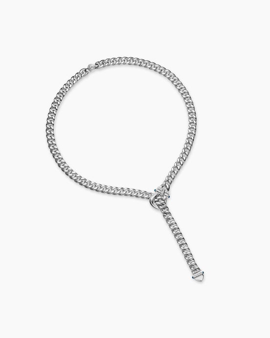 Collier Buckle lariat Thoroughbred™ en argent massif avec topaze bleue Hampton et diamants, 8,5 mm