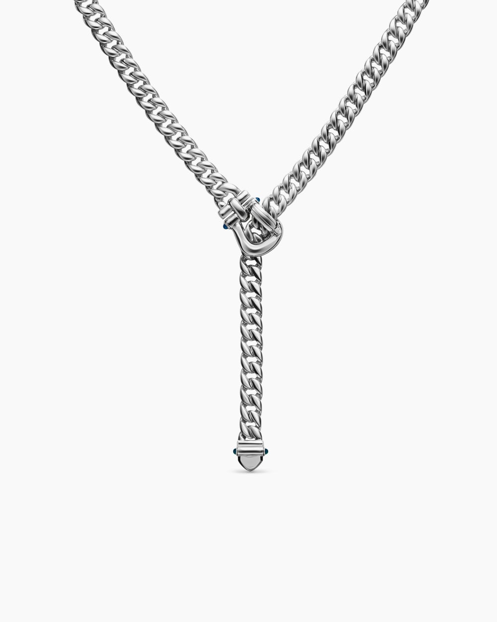 Collier Buckle lariat Thoroughbred™ en argent massif avec topaze bleue Hampton et diamants, 8,5 mm femme