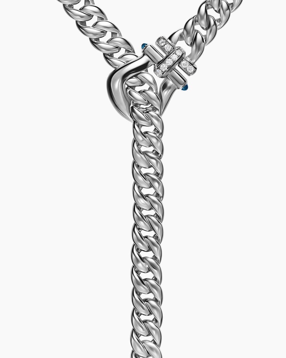 Collier Buckle lariat Thoroughbred™ en argent massif avec topaze bleue Hampton et diamants, 8,5 mm femme