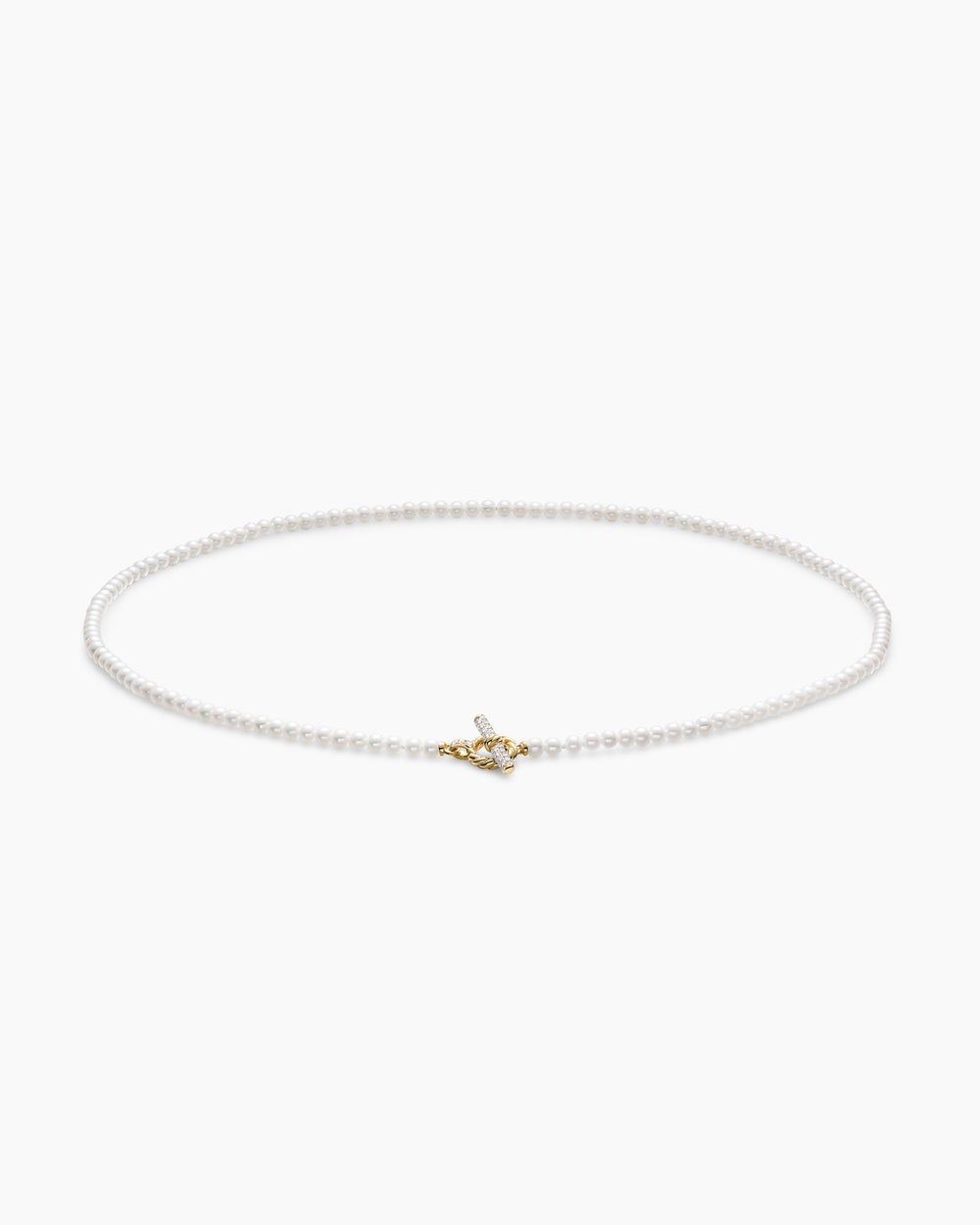 Collier classique avec perle Petite avec fermoir en T en or jaune 18 carats avec diamants, 3 mm femmes