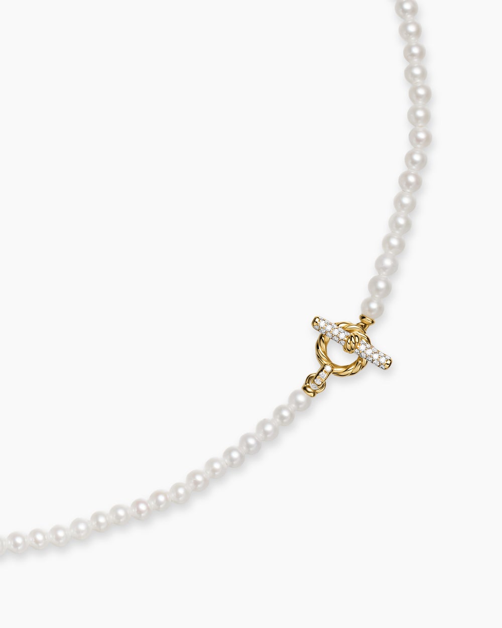 Collier classique avec perle Petite avec fermoir en T en or jaune 18 carats avec diamants, 3 mm femmes