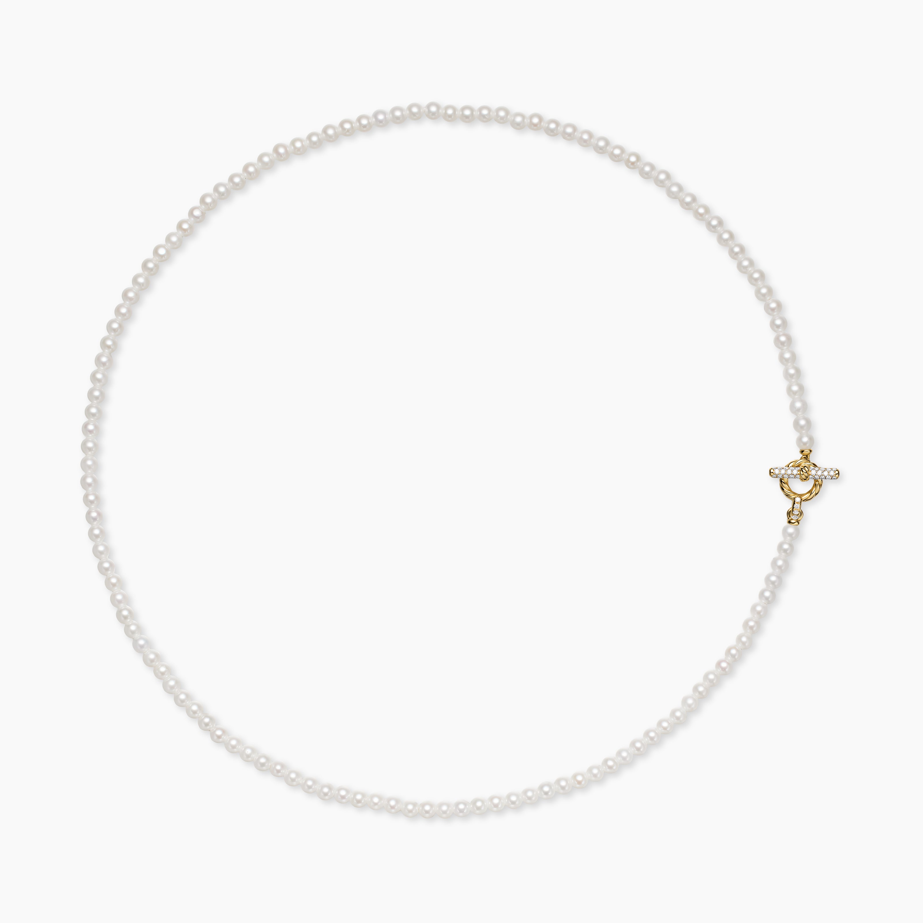 Collier classique avec perle Petite avec fermoir en T en or jaune 18 carats avec diamants, 3 mm femmes 