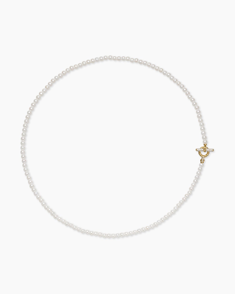 Collier classique avec perle Petite avec fermoir en T en or jaune 18 carats avec diamants, 3 mm femmes