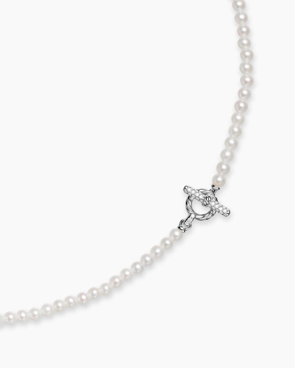 Collier classique avec perle Petite avec fermoir en T en argent sterling avec diamants, 3 mm femmes