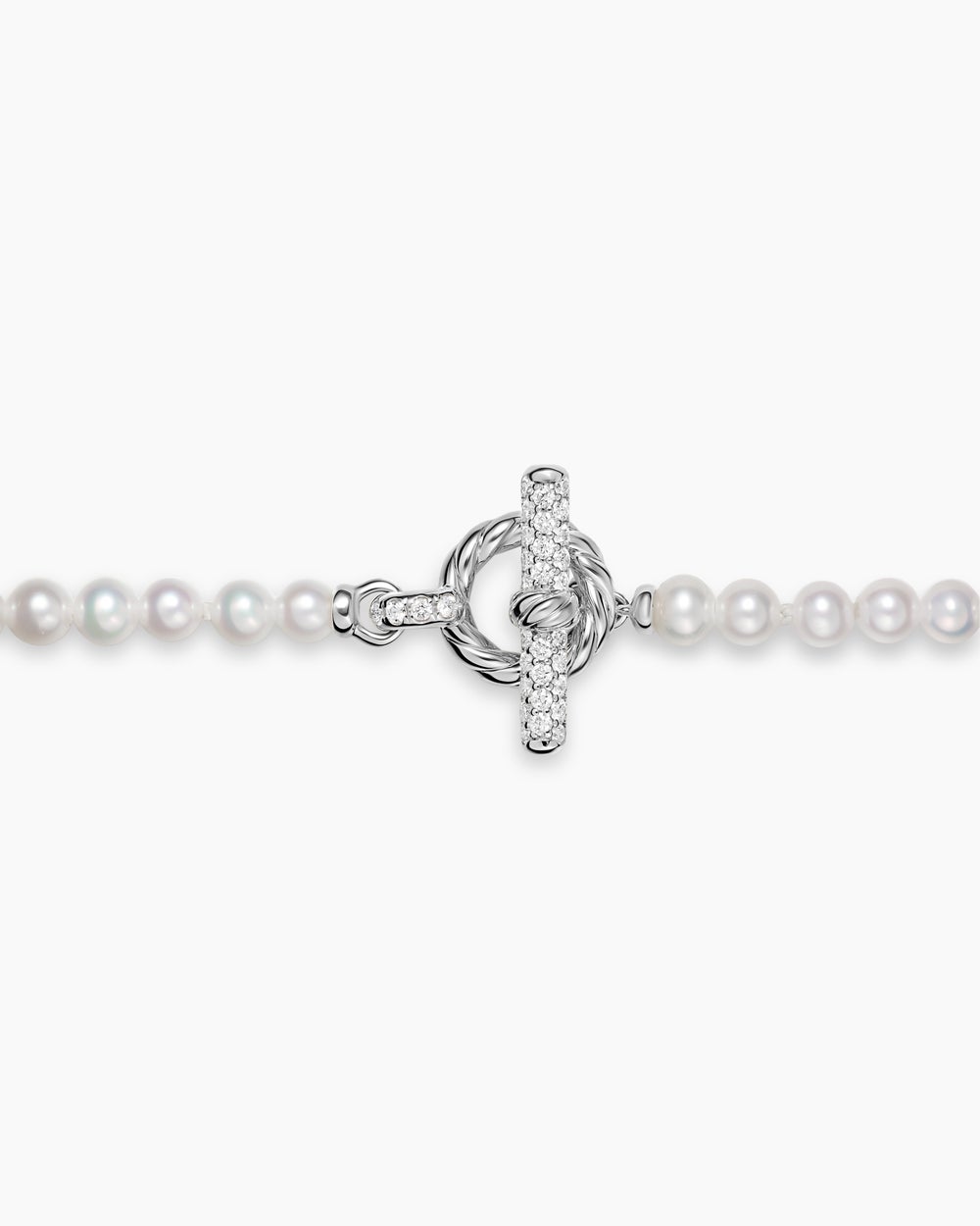 Collier classique avec perle Petite avec fermoir en T en argent sterling avec diamants, 3 mm femmes