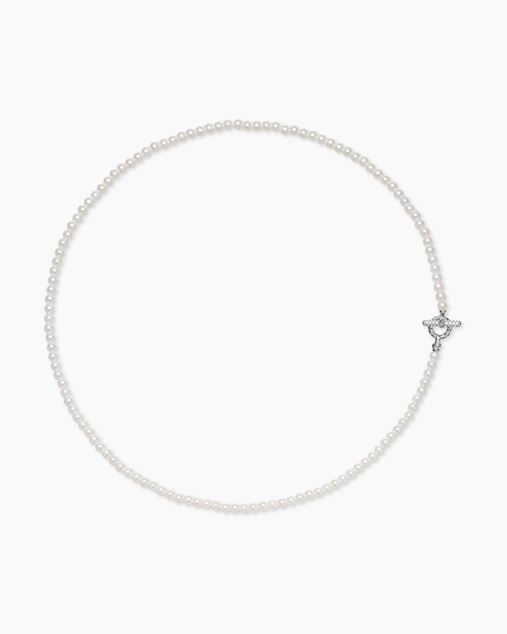 Collier classique avec perle Petite avec fermoir en T en argent sterling avec diamants, 3 mm femmes