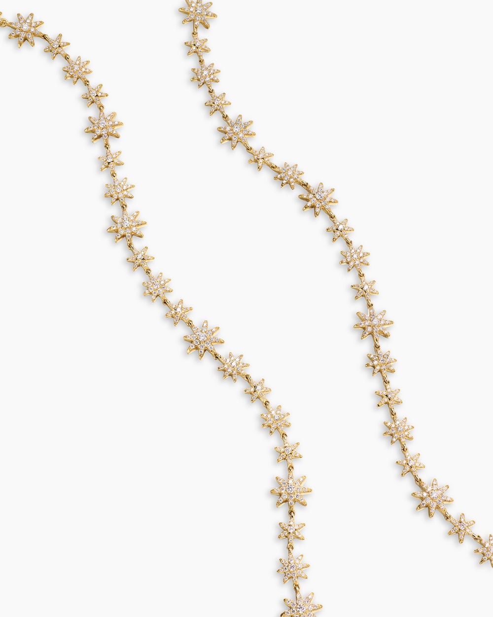 Womens Petite Starburst Tennis Necklace in 18K Yellow Gold with Diamonds, 8.8mm