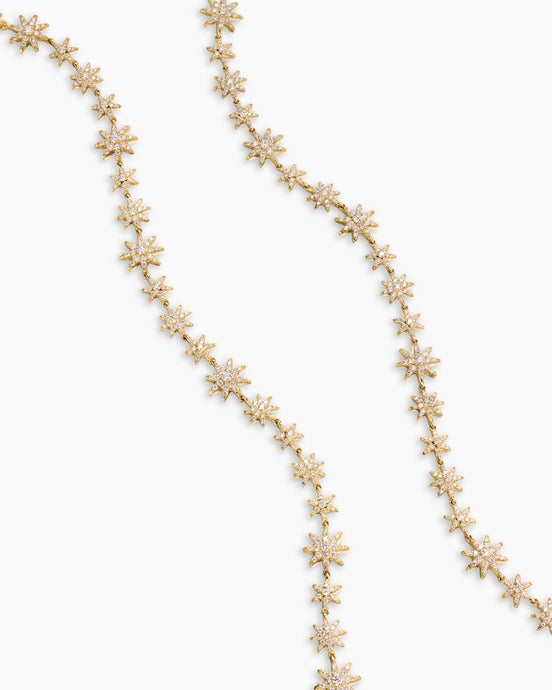 Petite Starburst Tennis Necklace in 18K Yellow Gold with Diamonds, 8.8mm