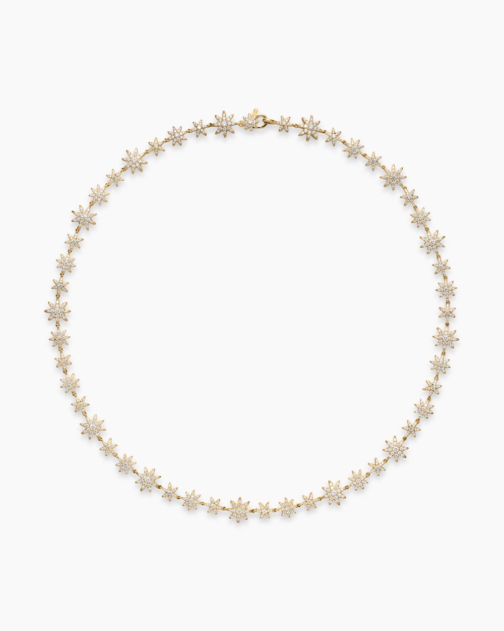 Womens Petite Starburst Tennis Necklace in 18K Yellow Gold with Diamonds, 8.8mm