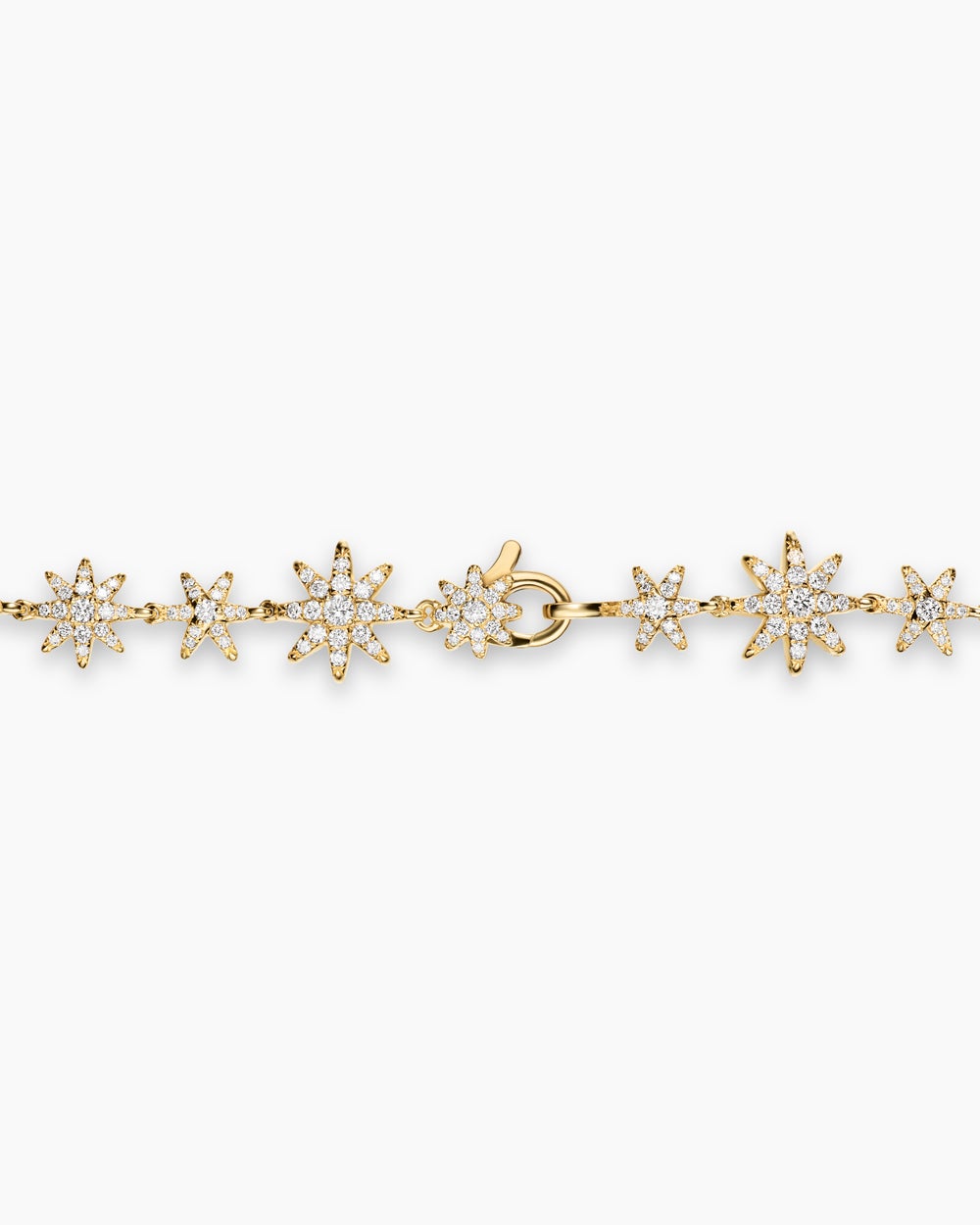 Womens Petite Starburst Tennis Necklace in 18K Yellow Gold with Diamonds, 8.8mm