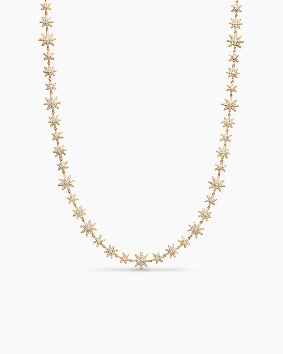 Petite Starburst Tennis Necklace in 18K Yellow Gold with Diamonds, 8.8mm