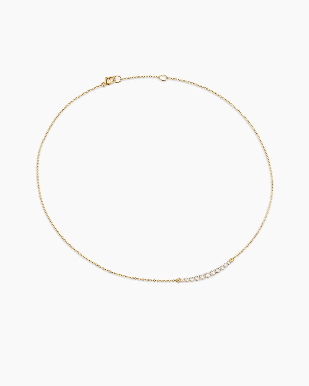Collier à barre effilée Petite Pavé en or jaune 18 carats avec diamants, 1 mm femmes