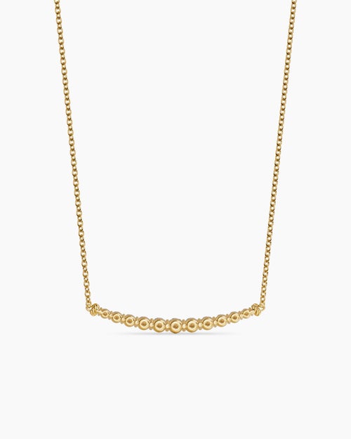 Womens Petite Pavé Tapered Bar Necklace in 18K Yellow Gold with Diamonds, 1mm