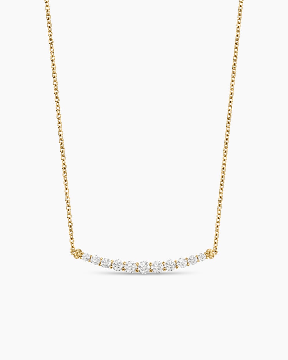 Collier à barre effilée Petite Pavé en or jaune 18 carats avec diamants, 1 mm femmes