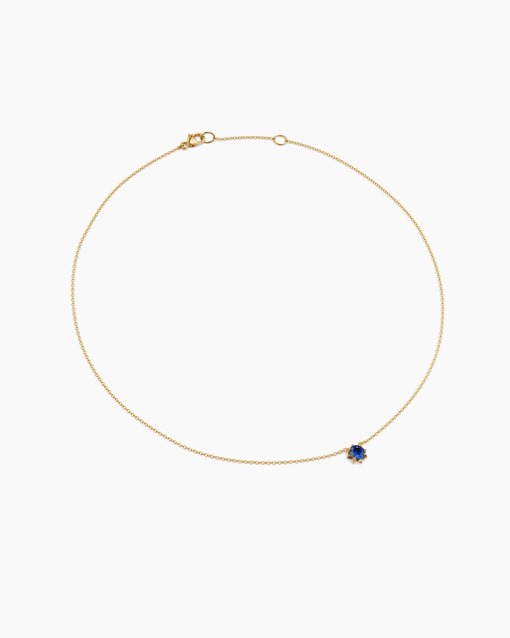 Collier avec pendentif Petite Pavé en or jaune 18 carats avec saphir bleu, 5 mm femmes