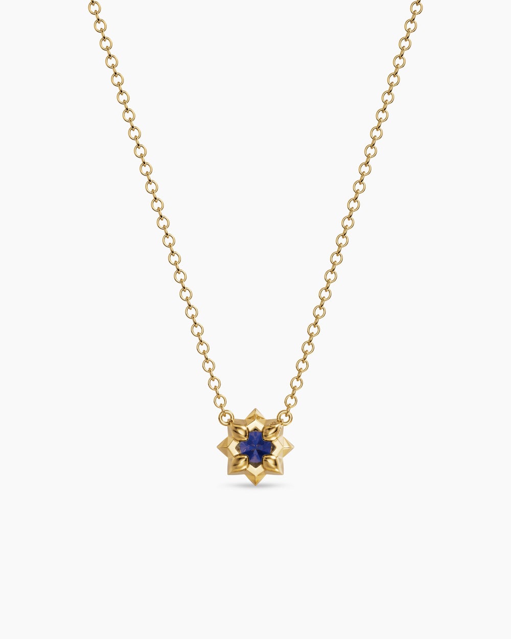Collier avec pendentif Petite Pavé en or jaune 18 carats avec saphir bleu, 5 mm femmes