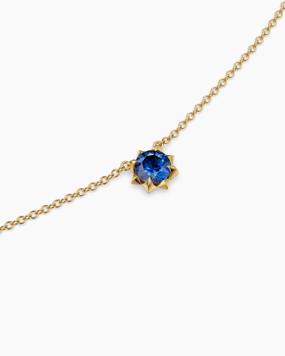 Collier avec pendentif Petite Pavé en or jaune 18 carats avec saphir bleu, 5 mm femmes