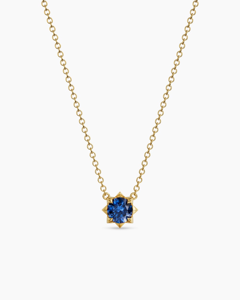 Collier avec pendentif Petite Pavé en or jaune 18 carats avec saphir bleu, 5 mm femmes