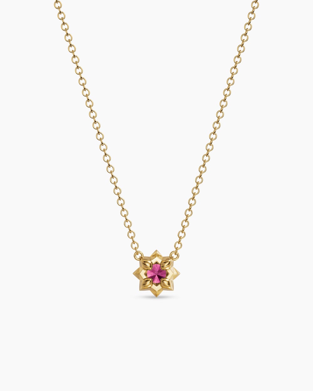 Collier avec pendentif Petite Pavé en or jaune 18 carats avec saphir rose, 5 mm femmes