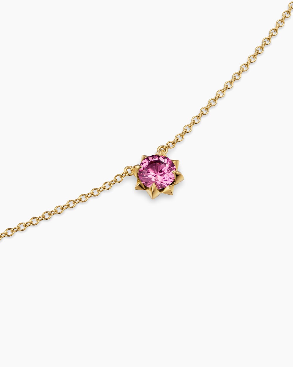 Collier avec pendentif Petite Pavé en or jaune 18 carats avec saphir rose, 5 mm femmes