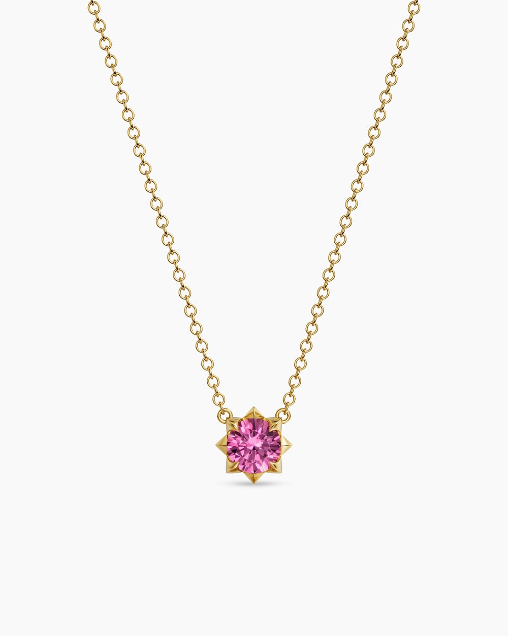 Collier avec pendentif Petite Pavé en or jaune 18 carats avec saphir rose, 5 mm femmes
