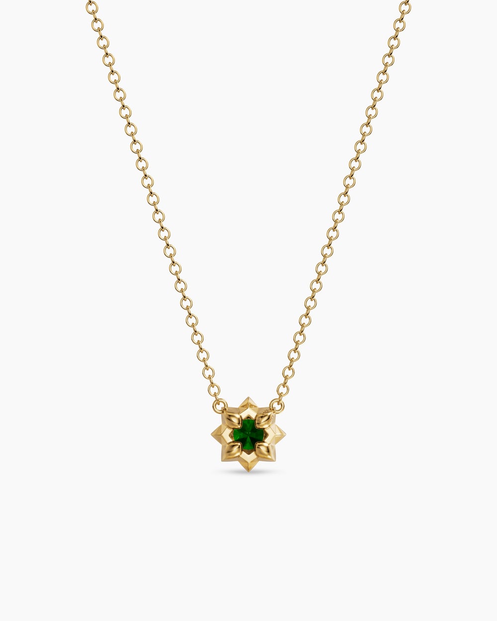 Collier avec pendentif Petite Pavé en or jaune 18 carats avec tsavorite, 5 mm femmes