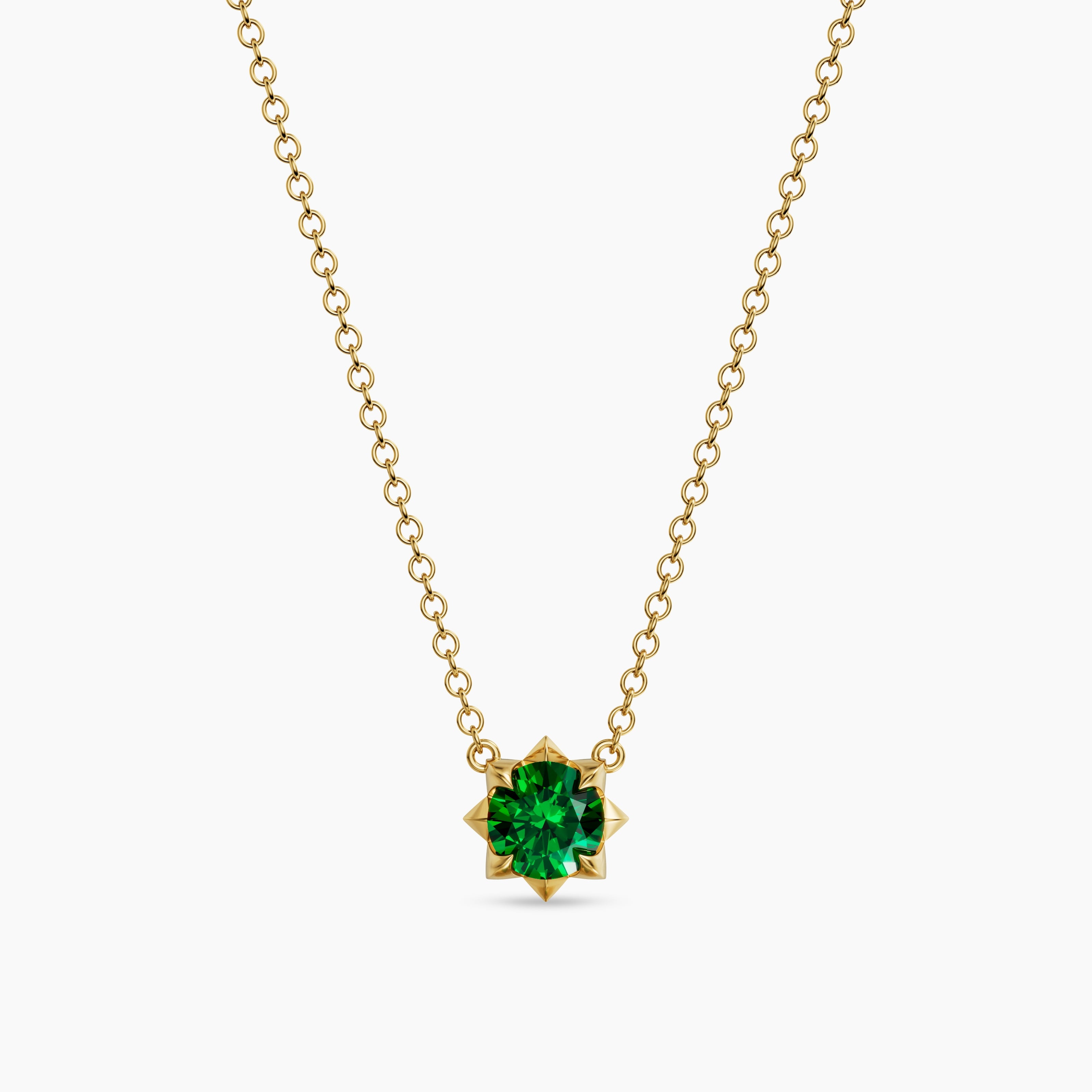 Collier avec pendentif Petite Pav&eacute; en or jaune 18 carats avec tsavorite, 5 mm femmes 