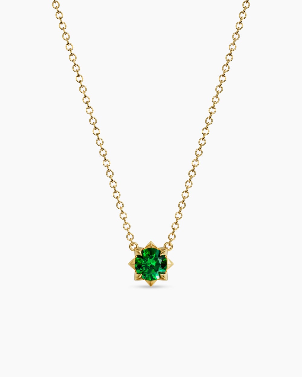 Collier avec pendentif Petite Pavé en or jaune 18 carats avec tsavorite, 5 mm femmes