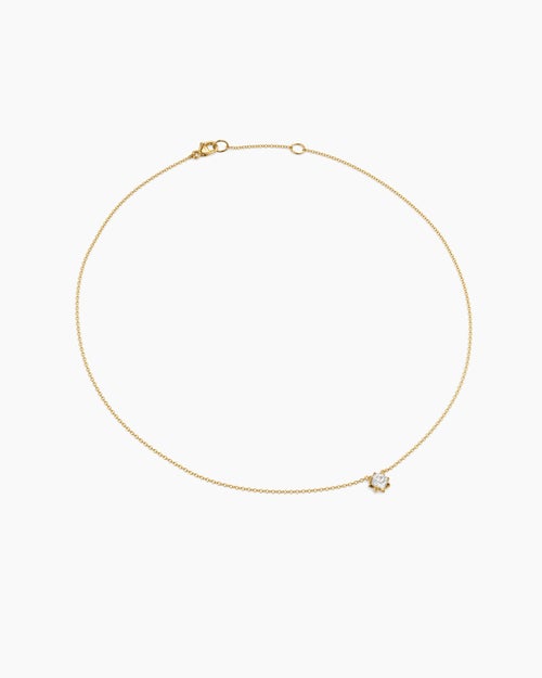 Womens Petite Pavé Pendant Necklace in 18K Yellow Gold with Diamond, 5mm
