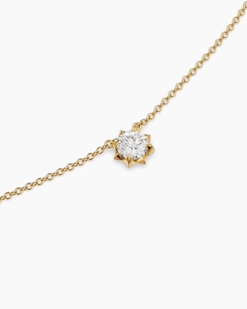 Womens Petite Pavé Pendant Necklace in 18K Yellow Gold with Diamond, 5mm