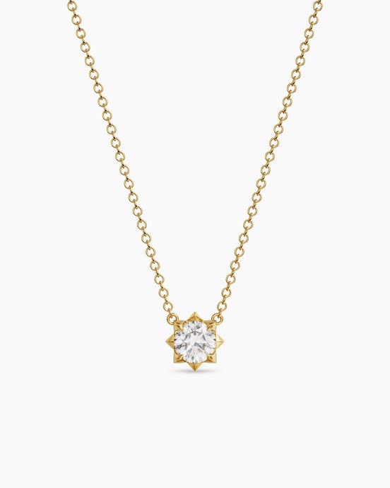 Petite Pavé Pendant Necklace in 18K Yellow Gold with Diamond, 5mm