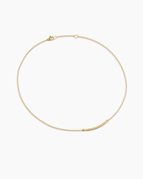 Womens Sculpted Cable Bar Necklace in 18K Yellow Gold, 2.7mm