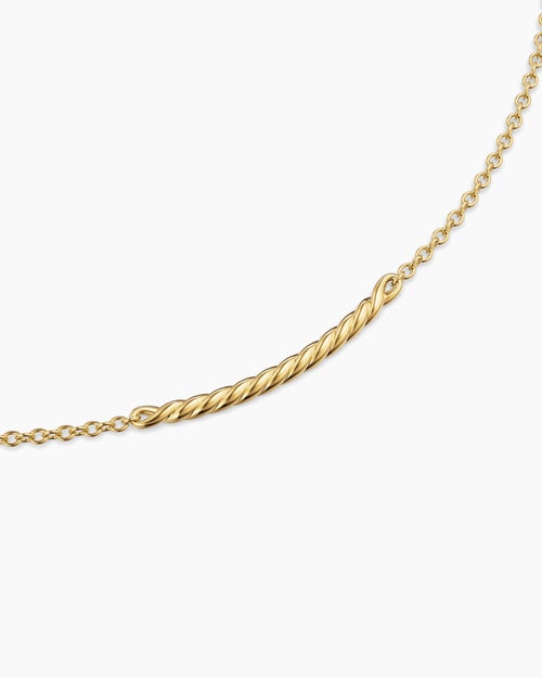 Womens Sculpted Cable Bar Necklace in 18K Yellow Gold, 2.7mm