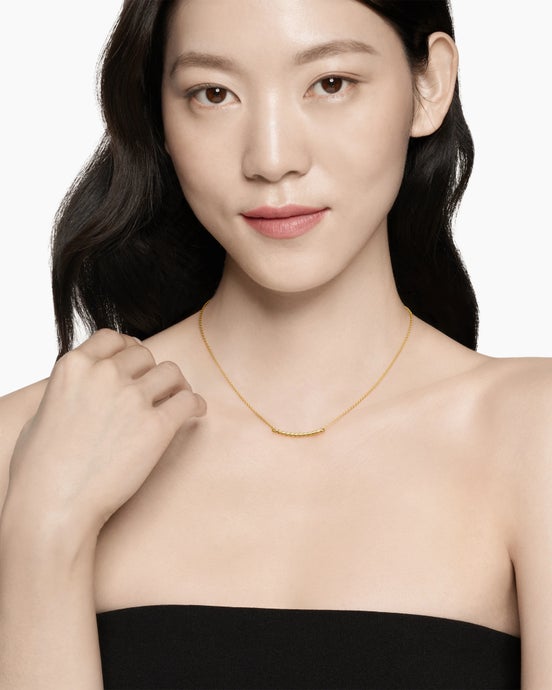 Sculpted Cable Bar Necklace in 18K Yellow Gold, 2.7mm