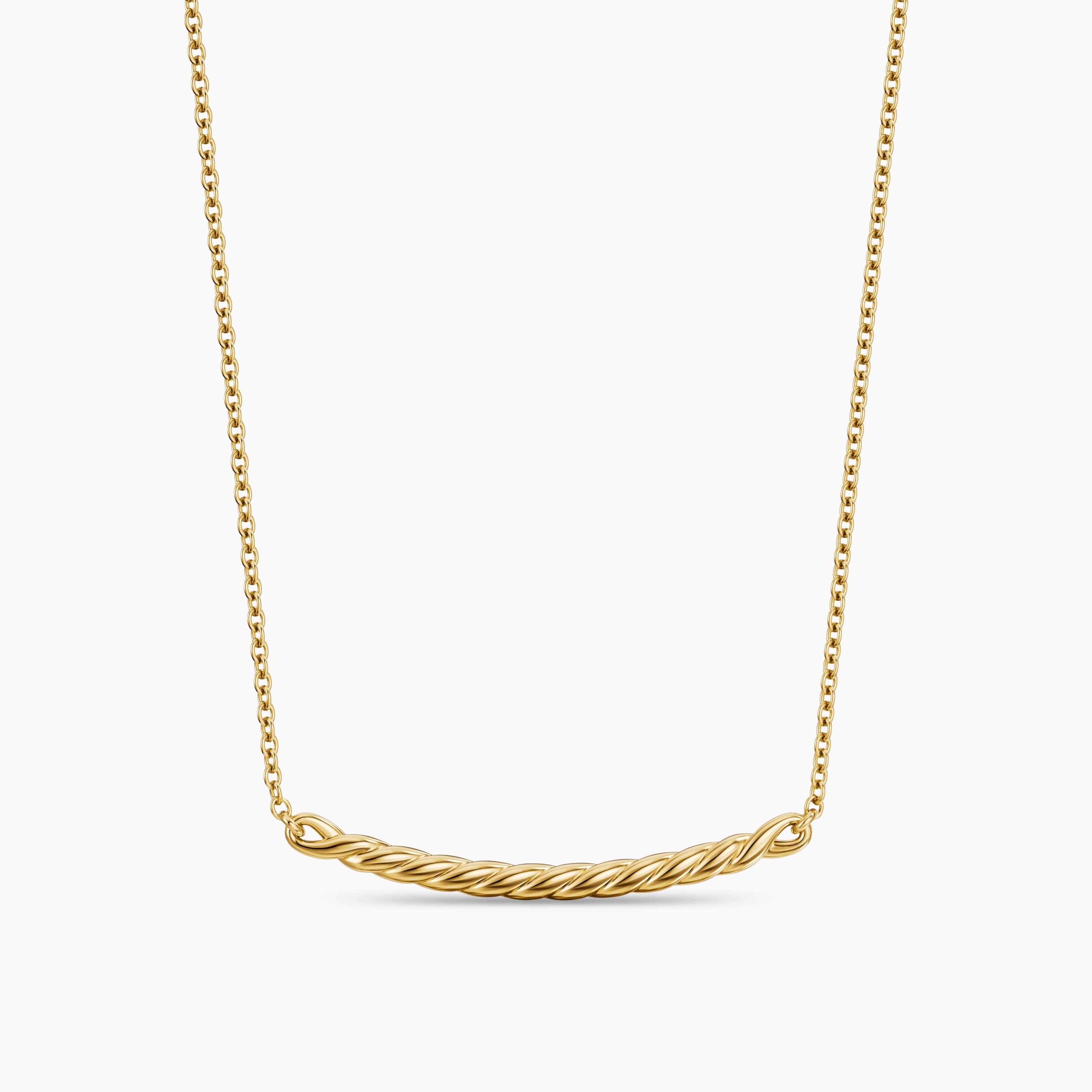 Womens Sculpted Cable Bar Necklace in 18K Yellow Gold, 2.7mm