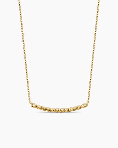 Womens Sculpted Cable Bar Necklace in 18K Yellow Gold, 2.7mm
