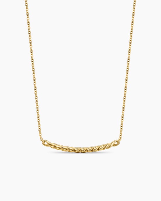 Sculpted Cable Bar Necklace in 18K Yellow Gold, 2.7mm